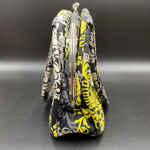 Vera Bradley Retired Yellow Black Baroque Eloise Kisslock Satchel Handbag - Picture 4 of 13